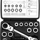 EMENTOL 36PCS Flex Head Ratcheting Wrench Set, 12-in-1 Wrench Set & 24-in-1 Screwdriver Set, CR-V, Double Box End Wrench 8mm -19mm