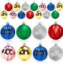 JULMELON 24PCS Multicolour Christmas Ball Ornaments Hanging Balls Shatterproof Decorations for Xmas Tree, Home Decor for Party Holiday Wedding Anniversary DIY Craft Decor Supplies (2.36 inches/60 MM)