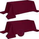 Fokitut 2 Pack Waterproof Rectangle Tablecloth, 90x156 Inch,Stain Resistant and Wrinkle Polyester Table Cloth, Fabric Table Cover for Kitchen Dining, Wedding, Party, Holiday Dinner-Burgundy