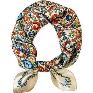 ANDANTINO 100% Pure Mulberry Silk Small Square Scarves -21'' x 21''- Digital Printed Neckerchief Women Men Lightweight Scarf