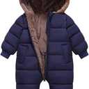 Baby Boys Girls Snowsuit Winter Clothes Suit Hooded Jumpsuit Romper Bear Outfit Infant Warm Coat Outwear Overcoat (18-24 Months, Dark Blue)