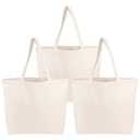 Blank Canvas Tote Bags, 3 Pack 19X 13 Reusable Canvas Shoulder Bags for Women, Aesthetic with Natural Cotton Cloth, Tote for DIY, Gift, Grocery, Beach, Travel