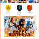 Birthday Party Decoration, Party Photo Background 5 x 3 FT and 18 Pcs Balloon,Ninja Merch Party Backdrop Supplies