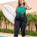 LALAGEN Womens Plus Size Swimsuits 2026 Modest Rash Guard Capris Tankini Bathing Suits Two Piece Bathing Suit Swimwear Green Dots XXL