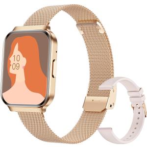 Welfit Smartwatch, 1.75-Inch Full Touch Screen, Smartwatch with Bluetooth Call/Sleep Detection/Timer/Alarm, Compatible with Android and iOS Phones, KM86 (Gold)