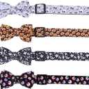 7 x Lamphyface Halloween Dog Collar with Removable Cute Bow Tie Adjustable Pet Collars Large (Skull)