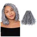 9 Packs Goddess Box Braids Crochet Hair 8 Inch Grey Boho Box Braids with Curly Ends Synthetic Crochet Hair for Women, Gray