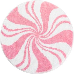 Breling 1 Pcs Christmas Bathroom Rug Small Decor Christmas Kitchen Bathroom Rug Winter Bath Mats Non Slip Carpet for Tub Living Dining Holiday(Candy,Pink,15.75 x 15.75)