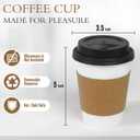 Ginkgo 100 Pack 12 oz Disposable Thickened Paper Coffee Cups with Lids and Sleeves, To Go Hot Coffee Cups, Hot Chocolate, Cocoa and Coffee Bar Supplies