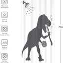 LGhtyro Small Stall Funny Dinosaur Shower Curtain Bathroom Set 36Wx71H Inches Cartoon Kids Dino Silhouette Animal Shadow Black White Bath Accessories for Teens Boy Art Home Decor Fabric 7 Pack Hooks