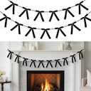 10ft Christmas Velvet Bow Garland Banner with 13 Pieces 5 x 7 Inches Craft Bows Vintage Ornaments for Xmas Tree Decoration Fireplace Staircase Wedding Party Decor (Black)
