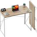 Coavas Small Folding Desk 31.5 inch Foldable Computer Desks, Spaces Saving Writing Table for Bedroom, Home Office, Dorm, Apartment, Kids, White Oak
