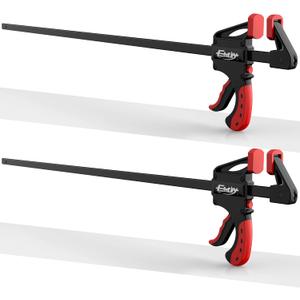 Bar Clamps for Woodworking, 24 Inch One-Handed Clamp/Spreader, Light-Duty Quick-Change F Clamp with 130lbs Load Limit, 2-Piece