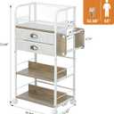 Rolling Craft Storage Cart with 2 Small Fabric Drawers & Lockable Wheels, DIY Organizer for Wrapping Paper, Paints, Brushes, Craft Supplies, Multi-Tier Craft Cart Tape Holder, 16.54x11.4x32.68 Inches