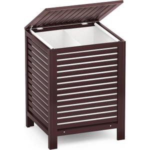 Homykic Bamboo Laundry Hamper with Lid, 120L Large Clothes Laundry Sorter with Removable 2-Section Liner Bag, Raised Laundry Basket Organizer for Clothing, Bathroom, Bedroom, Laundry Room, Espresso