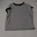 Acelitt Womens Short Sleeve Knit Tops 2025 Trendy Crewneck Striped T Shirts Casual Summer Blouses Outfits (Medium, Black)