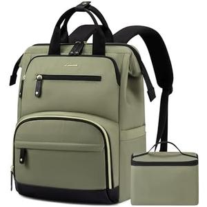 LOVEVOOK Lunch Backpack for Women, 15.6 Inch Laptop Bag with Insulated Cooler Lunch Box, Work Backpack for Teacher Nurse, Travel Backpack Lunch Bag for Camping Picnic Daily Use