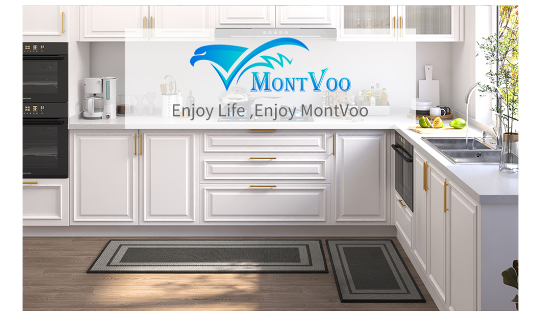 MontVoo Kitchen Rugs Rubber Non-Slip Kitchen Rugs and Mats,Washable Kitchen Mats for Floor,Absorbent Kitchen Runner Hallway, Laundry Room, in Front of Sink 19,5x46&31,5x19,5