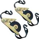 Carolina Tarps 1 Inch Self Contained Ratchet Strap Assembly with Wire Hooks Trucking Securement Cargo Control 16 Foot Length Spin Free (2)