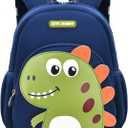 Dinosaur Anti-lost Kids Backpack for Kindergarten Preschool Boys with Safety Leash, Lightweight Boys Small Backpack Daycare Bag, A-Dark-blue+Green
