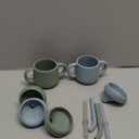 Moonkie Silicone Baby Sippy Cups | 3 Stages Training Cup Straw Cup for Infants Toddlers and Kid | 4 oz 2Pack (Sage + Ether)