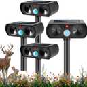 2026 Sonic Fortress Pro Deer Repellent Devices Solar Ultrasonic Animal Repellent with Motion Sensor,Squirrel Fortress Pro Raccoon Repellent to Scare Cat Skunk Rabbit Out of Yard Garden Plants 4Pack