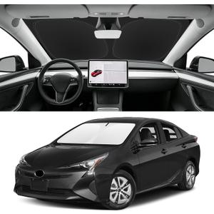 Custom Fit Windshield Sun Shade for Toyota Prius 2010-2022 | Blocks UV Rays and Sun Heat, Helps Reduce Interior Temperature, Protects Dashboard from Fading, Folds Easily for Storage