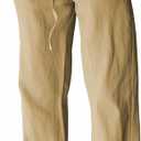 PIDOGYM Mens Cotton Linen Pants, Summer Beach Pants Casual Loose Fit with Elastic Waist Drawstring Large