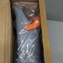 Broom and Dustpan Set for Home, Broom and Dustpan Combo for Office, Long Handle Broom with Upright Standing Dust pan, Indoor & Outdoor Sweeping (Gray & Orange)