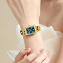 OLEVS Gold Watches for Women Square Luxury Business Rectangle Ladies Watches for Woman with Date Water Resistant Ladies Watch for Small Wrists Reloj para Mujer Diamond Blue/Green/Black/White/Gold