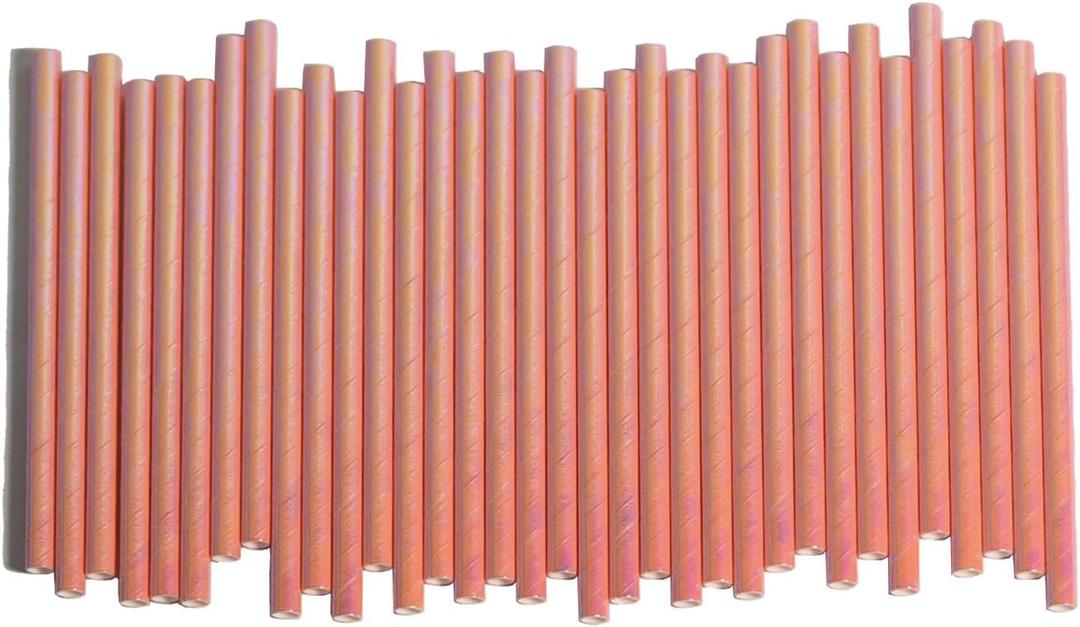 Short Paper Cocktail Straws Disposable, Iridescent Pink - 5.75 Inch Sip Stirrers, Drinking Straw for Wedding, Birthday Party, Bar, Restaurants