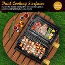 Joyfair Portable Charcoal Grill (2 IN 1 Double-Sided), Small Tabletop Barbecue Grill with Food Tray & Rack for Outdoor Camping Home Patio BBQ Grilling, Heavy Duty & Multi-use, Easy Assembly (230Sq.in)