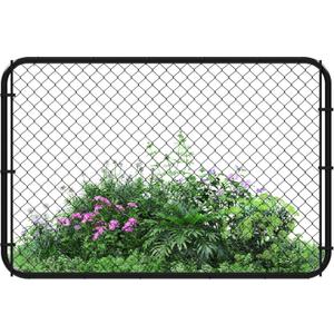 Anti-Rust Outdoor Garden Gate Kit,Adjustable Chain Link Fence Gate with Round Corner Frame,Durable Outside Walkin Gate Kit for EntryPatioYard 48 Inch High PVC Coated Anti-Rust Gate Door (Black)