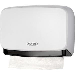 Paper Towel Dispenser Wall Mount, Multifold Trifold C Fold Commercial Hand Towel Dispenser with Lock, Adhesive No Drilling Tissue Dispenser for Bathroom Kitchen Office (White)