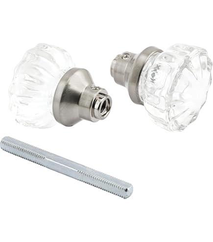 Tuff Stuff Tools Mortise Lock Crystal Glass Door Knob Replacement Set, Brass Finish Base