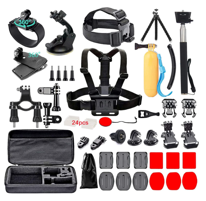 60 in 1 Camera Accessories Kit Compatible with GoPro Hero 13 12 11 10 9 8 7 6 /Session 5/Hero 4/3+/3/2/1, Insta360, DJI Osmo Action, AKASO, APEMAN, Campark, SJCAM