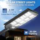 8000W Solar Street Light, Dusk to Dawn Solar Lights Outdoor with Motion Sensor and Remote Control for Yard Parking Lot, Garage, Street (Black)