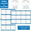 3 x 2025-2026 Wall Calendar 24" x 36" Dry Erase Calendar for Wall from September 2025 to August 2026 12 Month Annual Large Yearly Wall Planner for Office School(Blue)