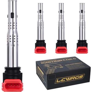Set of 4 Ignition Coil Packs Fits for 2.0T Audi A4 A6 Volkswagen VW CC Passat GTI 2008 2009 2010 2011 2012 2013 2014 2015 2016 2.0 Replaces# 06E905115E 06H905115B UF529