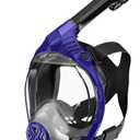 Full Face Snorkel Mask- Snorkeling Gear for Adults with Safe Dry Top Breathing System, Latest Foldable Panoramic View Snorkeling Mask for Men and Women, Anti Fog Anti Leak (Small-Medium, Dark Blue)