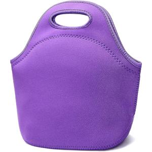 Neoprene Lunch Bag for Women Insulated Lunch Tote Bags Washable Lunch Container Box for Work Picnic Lightweight Meal Prep Bags for Men (Purple)