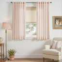 jinchan Linen Blend Boho Curtains for Living Room, 63 Inch Long Terracotta Printed on Beige Retro Farmhouse Bohemian Geometric Striped Drapes, Light Filtering Back Tab Curtains 2 Panels