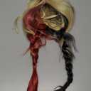 Long Blonde Wig with Red and Black Braided Wigs Ponytails Pigtails Clown Cosplay Costume Cosplay Halloween Women 2021