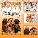 2 x MEHOFOND Fall Thanksgiving Door Cover, Double Sided for Outside Dog Pumpkin Maple Leaves Give Thanks Turkey Seasonal Autumn Yard Decoration 3.6x5.9ft