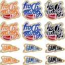 12pcs Game Day Patches, 2 Styles Polyester Thread Gold Edges Sports Iron On Patches Creative Embroidery Appliques for DIY Clothes Hats Pants Backpacks (3 Colors)