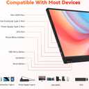 HotYeah Portable Laptop Monitor, 15.6-in 1080P FHD Travel Monitor USB-C HDMI External Computer Screen FreeSync IPS w/Kickstand, Extra External Display for Laptop PC Mac Phone Tablet Switch Xbox PS5
