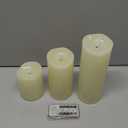 Outdoor Flameless Candles with Remote Timer - Waterproof Realistic Flickering LED Pillar Electric Battery Operated Fake Candle for Home Patio Wedding Fireplace Decor - Ivory 3 Pack (D3H468)