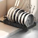 Pull Out Pots and Pans Organizer for Under Cabinet,Pull Out Cabinet Organizer for Pot and Pan Storage, Pot Lid Organizer and holder with Adjustable Dividers (black, 8 dividers)