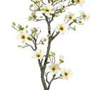 5FT Faux Magnolia Plants Artificial Flower Trees Fake Plants For Yard Patio Home Office Arrangement Decor Indoor Outdoor Artificial Magnolia Tree Inc. 120 Realisc Flowers Vivid Leaves Mosses White Pot (9in)