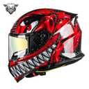 VCOROS FA-602 Carbon Fiber Full Face Motorcycle Helmet Unisex-Adult Dual Visor Helmets (Monstrous Red, XXL)